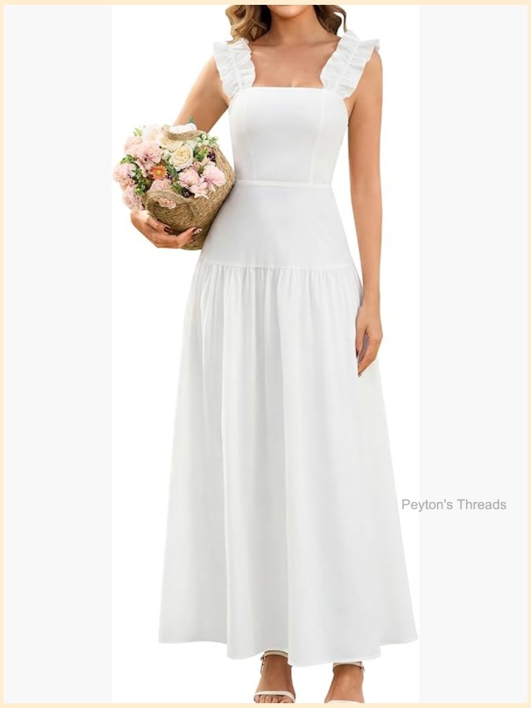 Women's Summer Floral Maxi Dress Ruffle A-Line Boho Beach Vacation